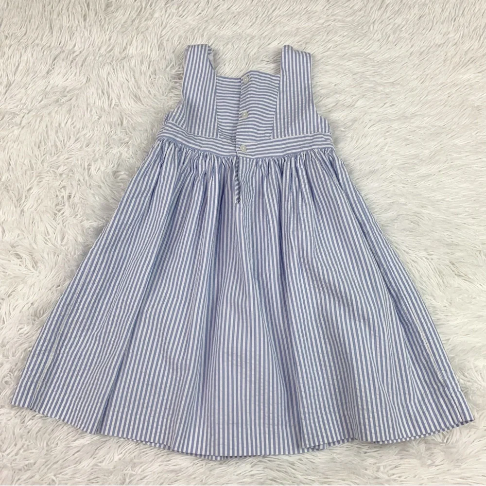 EdgeHill collection sleeveless square neck striped‎ seersucker embroidered dress
